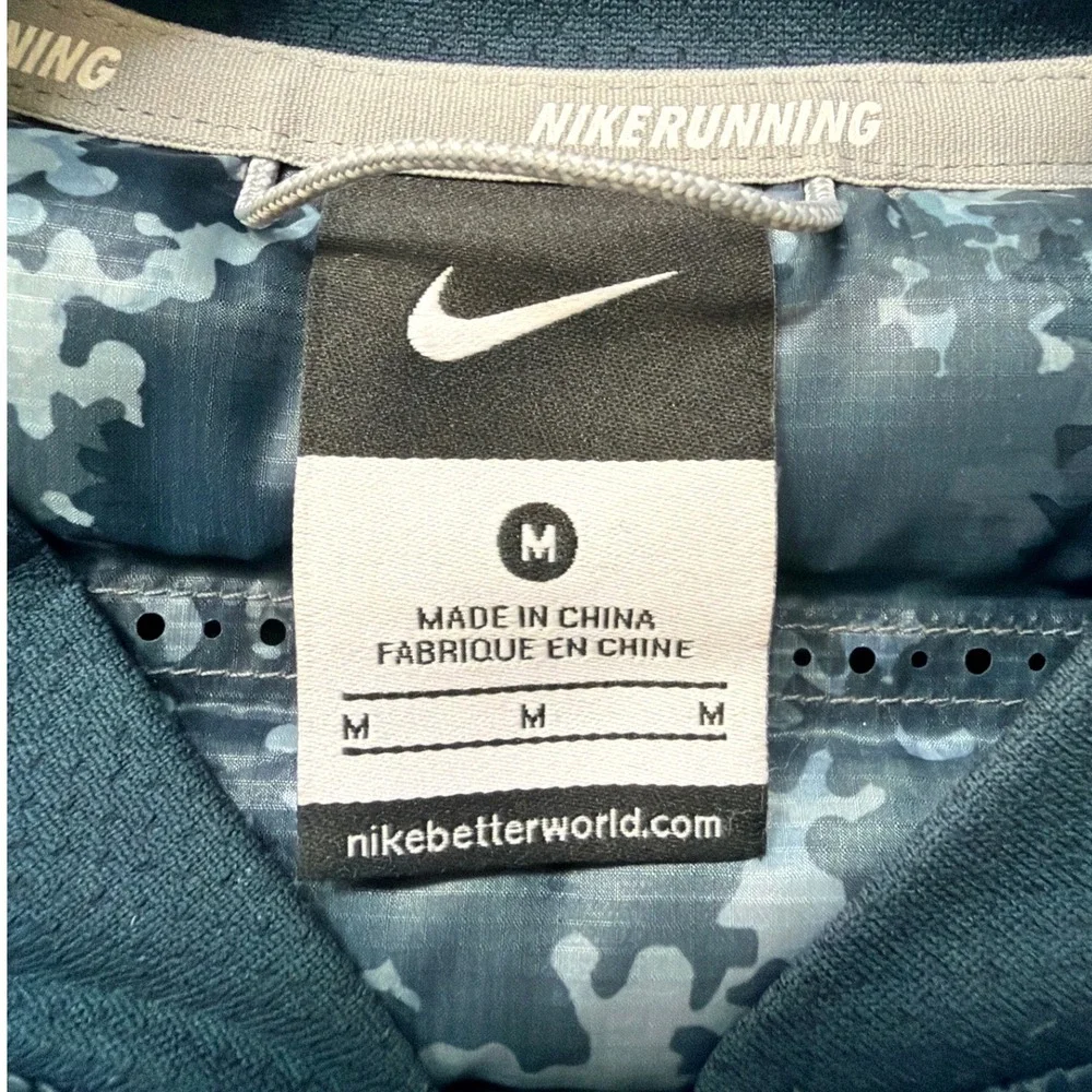 Nike Aeroloft 800 Women's M Running Vest Blue Camo Goose Down Puffer Packable